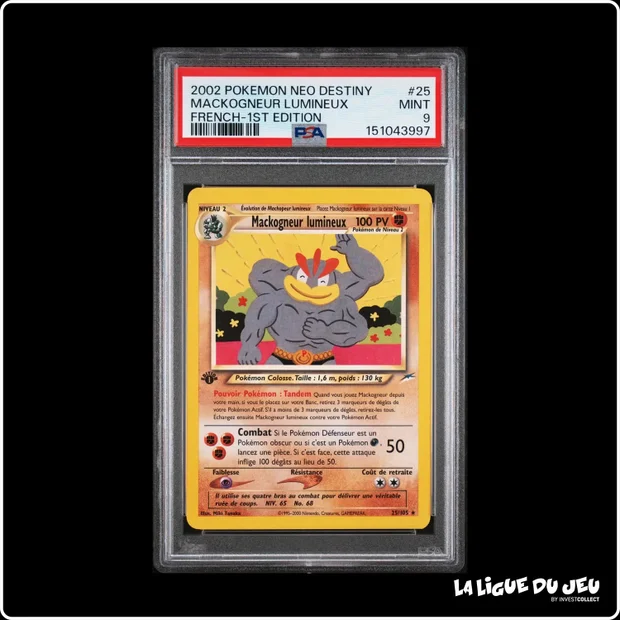 Rare - Pokemon - Neo Destiny - Mackogneur Lumineux - 25/105 - 1er édition - PSA 9 - Français