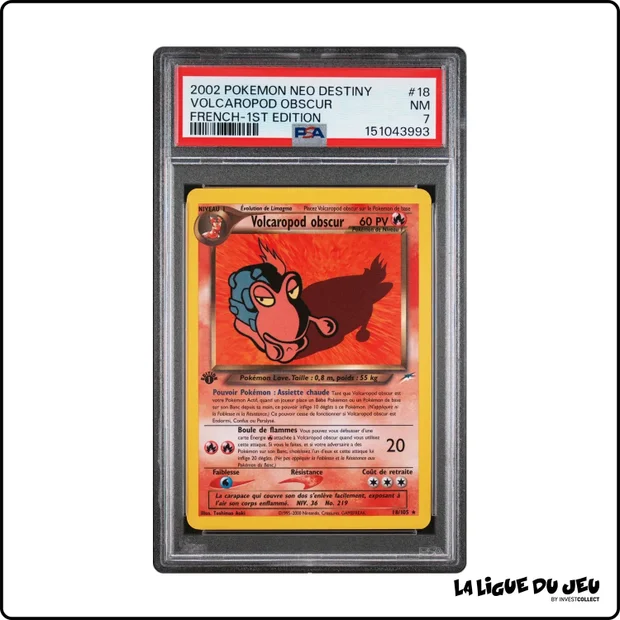 Rare - Pokemon - Neo Destiny - Volcaropod obscur - 18/105 - 1er édition - PSA 7 - Français