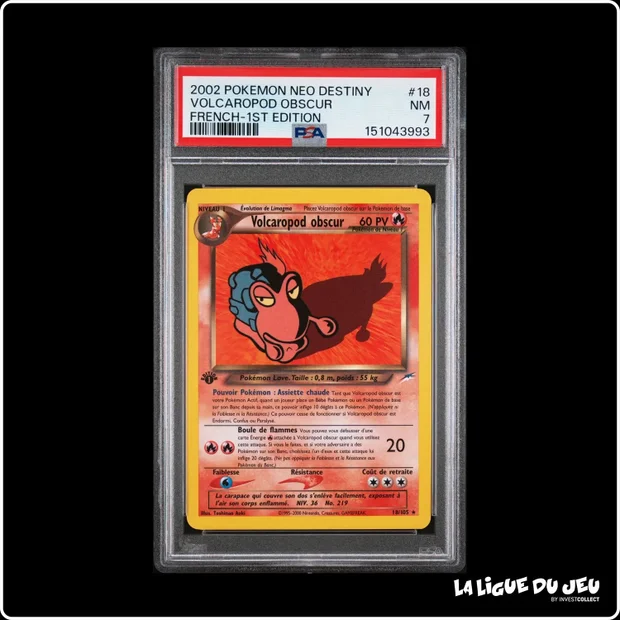 Rare - Pokemon - Neo Destiny - Volcaropod obscur - 18/105 - 1er édition - PSA 7 - Français