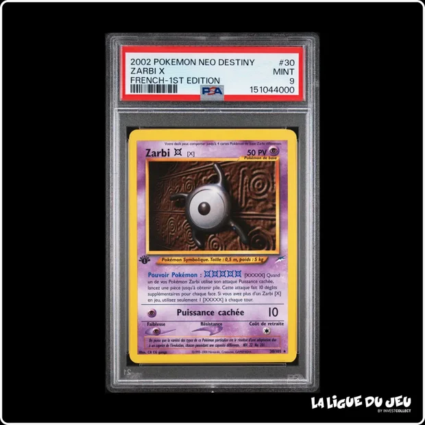 Rare - Pokemon - Neo Destiny - Zarbi X - 30/105 - 1er édition - PSA 9 - Français