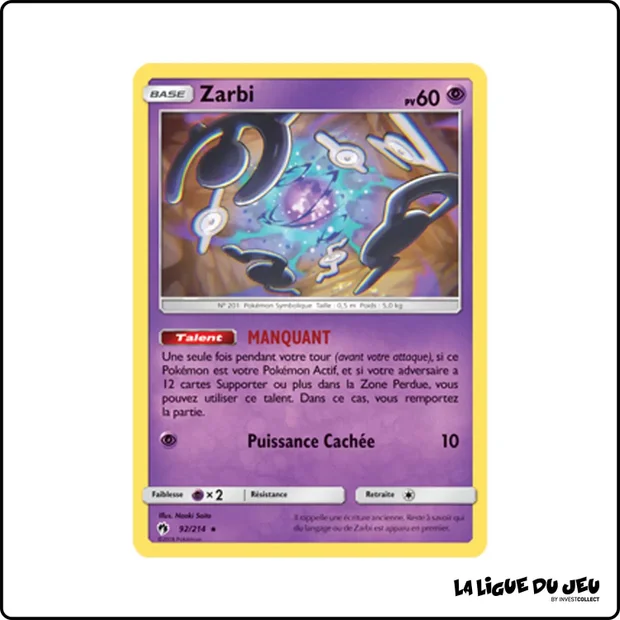 Rare - Pokemon - Tonnerre Perdu - Zarbi 92/214