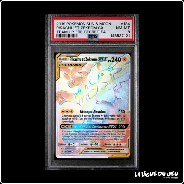 Secrete - Pokemon - Duo de Choc - Pikachu et Zekrom GX - 184/181 - PSA 8 - Français