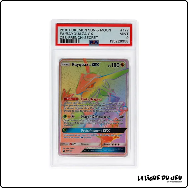 Secrète - Pokemon - Tempête Céleste - Rayquaza GX - 177/168 - PSA 9 - Français