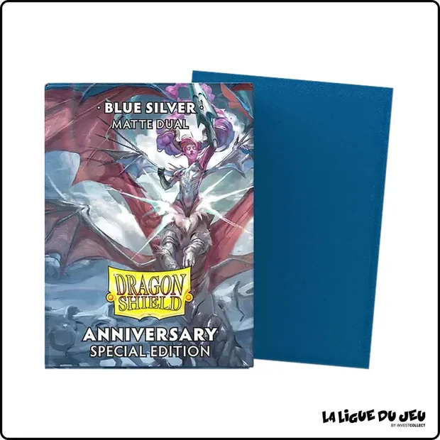 Sleeve - Dragon Shield - Protèges Cartes Dual Matte - Format Standard - Anniversary Edition : Blue Silver - par 100