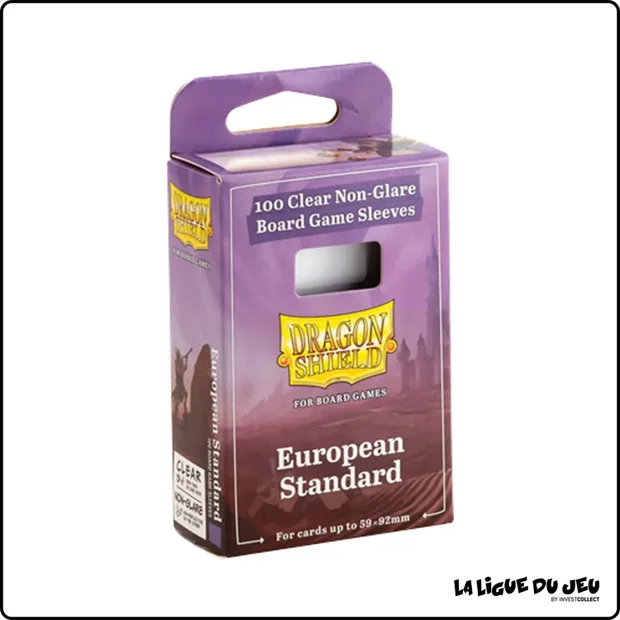 Sleeve - Dragon Shield - Protèges Cartes - Jeu de Société - 59 x 92mm - European Standard - Clear Non-Glare - par 100