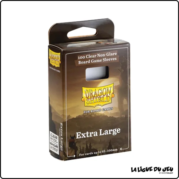 Sleeve - Dragon Shield - Protèges Cartes - Jeu de Société - 65 x 100mm - Extra Large - Clear Non-Glare - par 100
