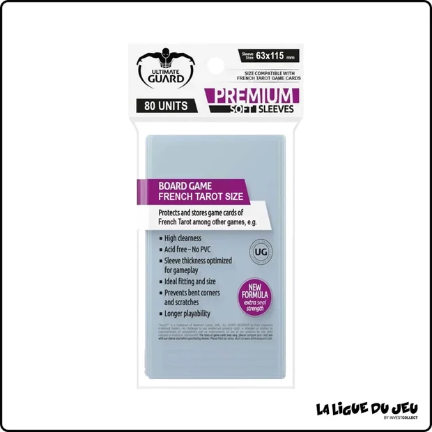 Sleeve - Ultimate Guard - Protèges Cartes 63 x 115mm - Tarot - Premium Soft - Transparent - par 80