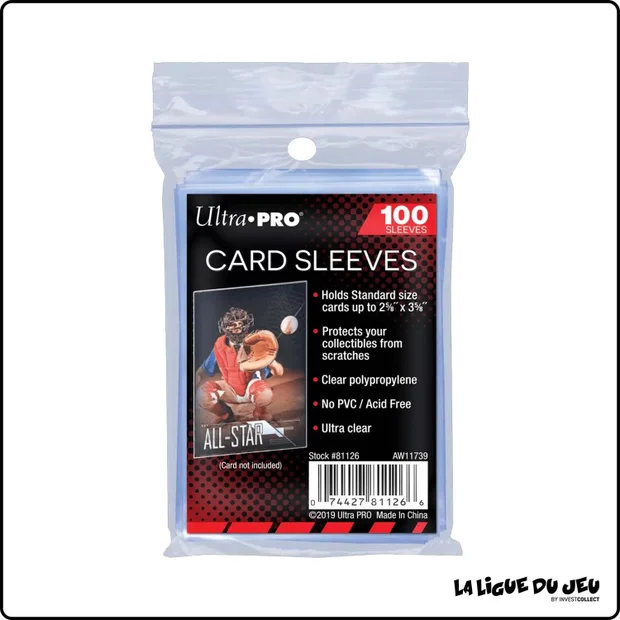 Sleeve - Ultra PRO - Protèges Cartes Soft - Format Standard - Transparent - par 100