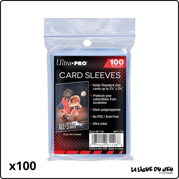 Sleeve - Ultra PRO - Protèges Cartes Soft - Format Standard - Transparent - par 100 - Lot de 100