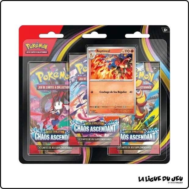 Tripack - Pokemon - Chaos Ascendant - ME04 - Illustration Reptincel - Scellé - Français