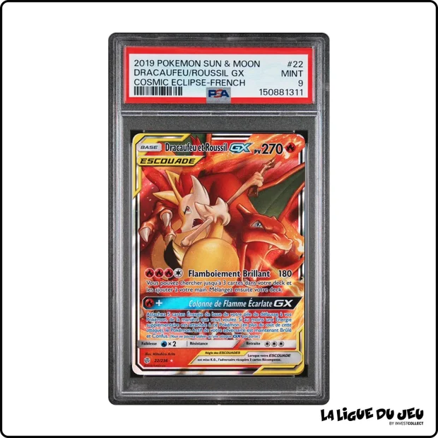 Ultra - Pokemon - Éclipse Cosmique - Dracaufeu et Roussil GX - 22/236 - PSA 9 - Français