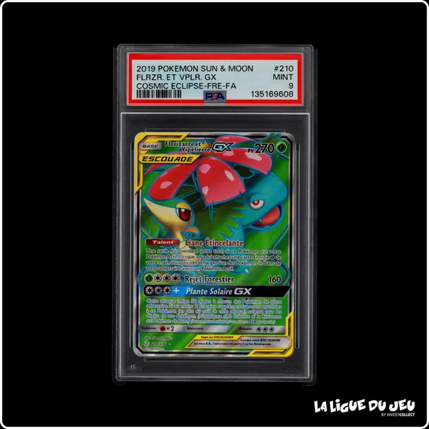 Ultra - Pokemon - Éclipse Cosmique - Florizarre et Vipélierre GX - 210/236 - PSA 9 - Français