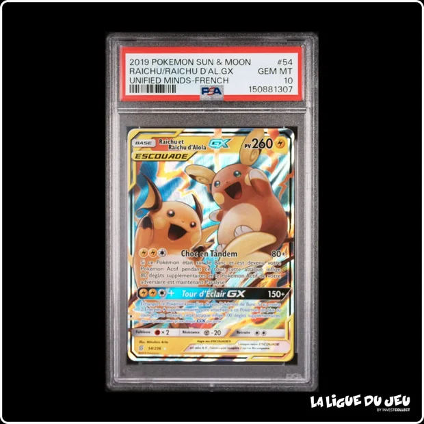 Ultra - Pokemon - Harmonie des Esprits - Raichu et Raichu d'Alola GX - 54/236 - PSA 10 - Français