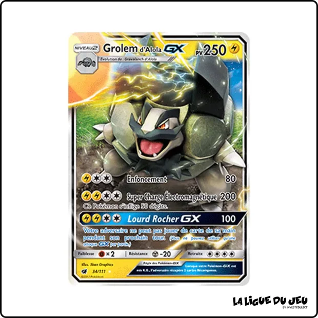 Ultra - Pokemon - Invasion Carmin - Grolem d'Alola GX 34/111